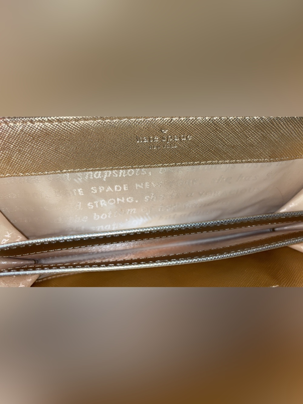 Kate spade STORYBOOK Gold Metallic Zip-around wallet EUC - Picture 14 of 14